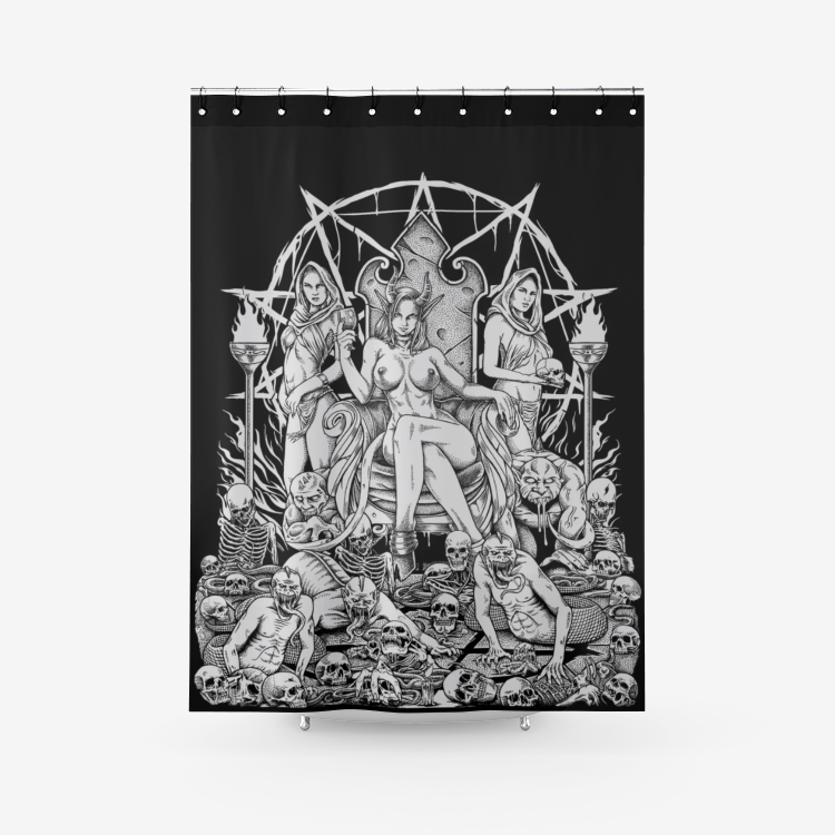 Skull Demon Serpent Flesh Gluttony Textured Fabric Shower Curtain