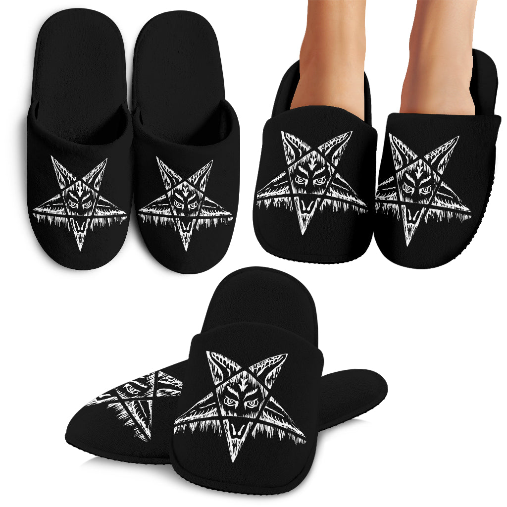 Satanic Pentagram Drip Cozy House Slippers The Perfect Gift!