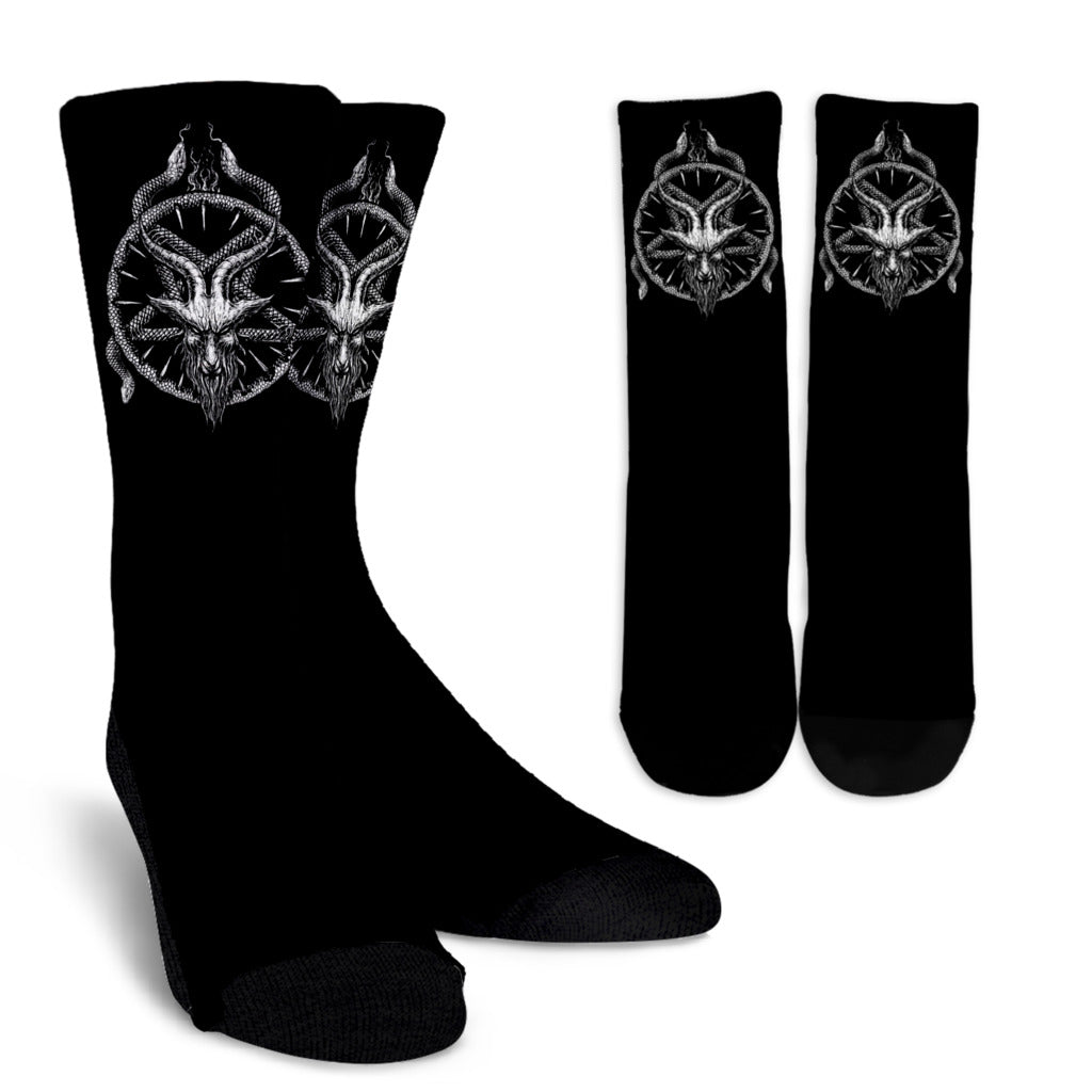 Satanic Demon Goat Satanic Pentagram Serpent Crew Socks