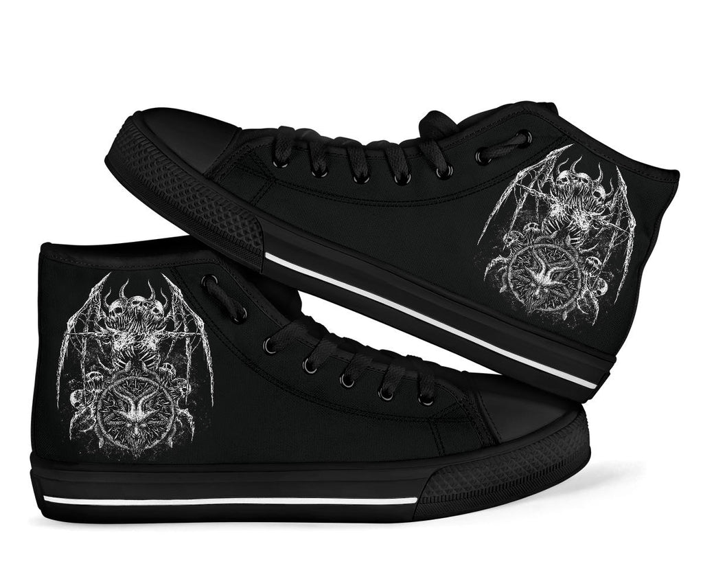 Skull Bat Wing Demon Satanic Goat Satanic Pentagram Serpent High Tops
