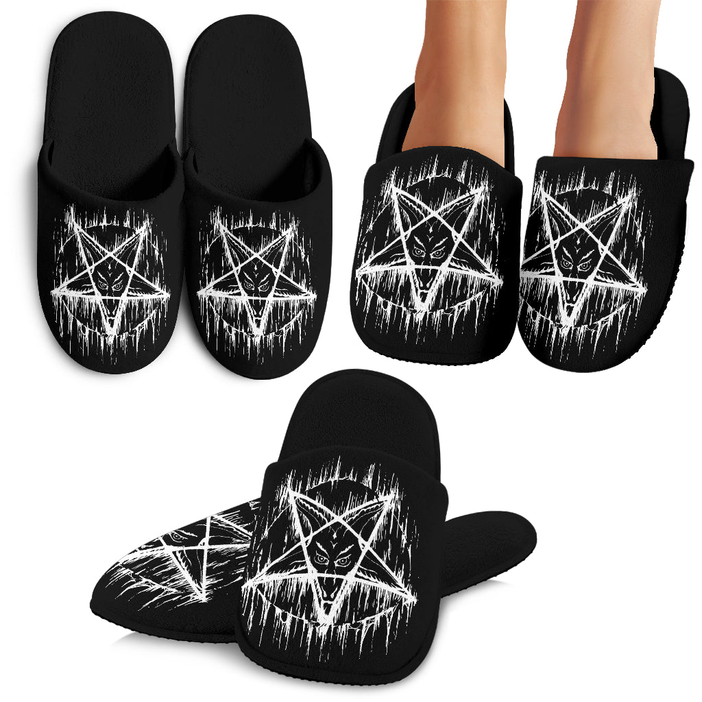 Satanic Pentagram Drip Cozy House Slippers Original Version The Perfect Gift