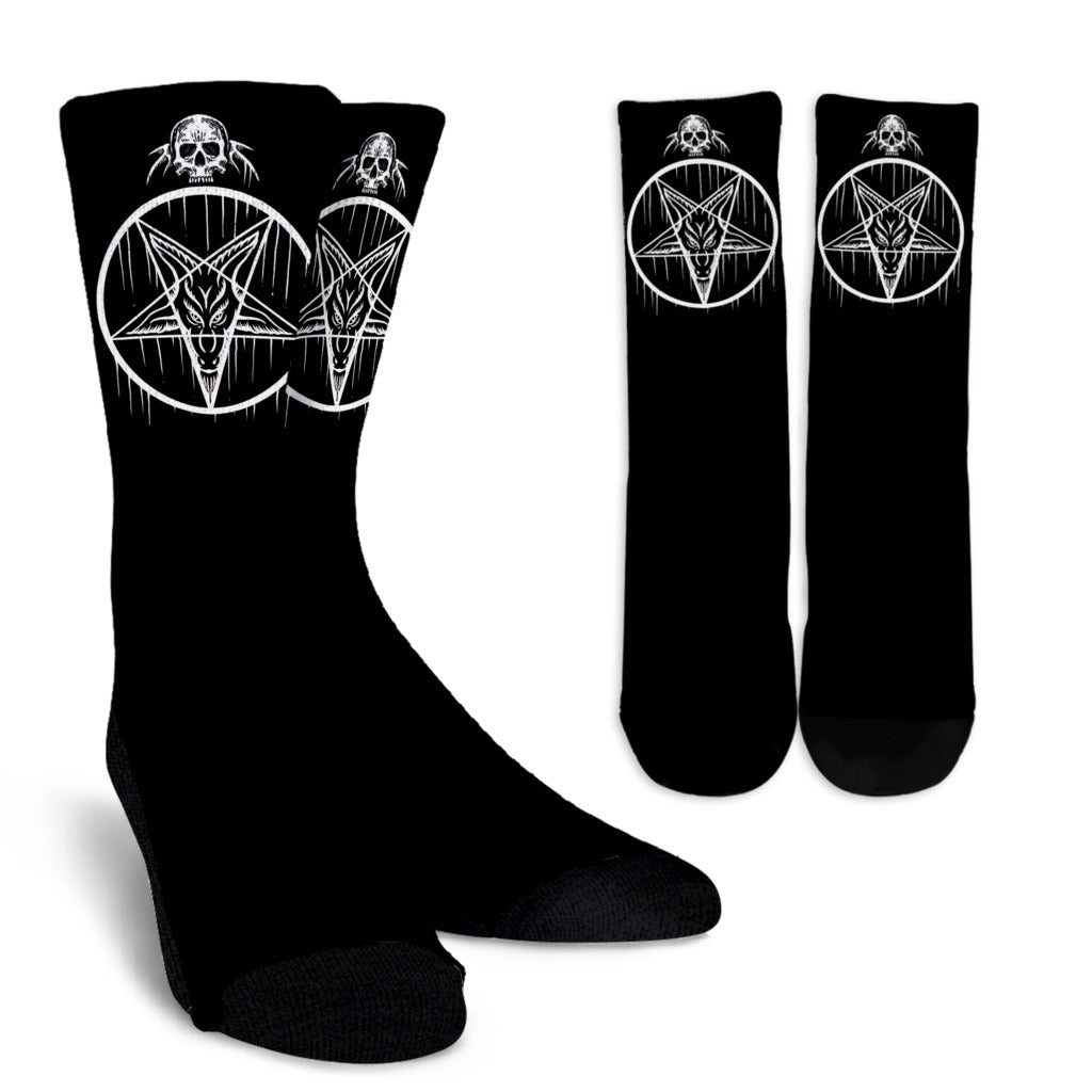 Skull Satanic Pentagram Crew Socks