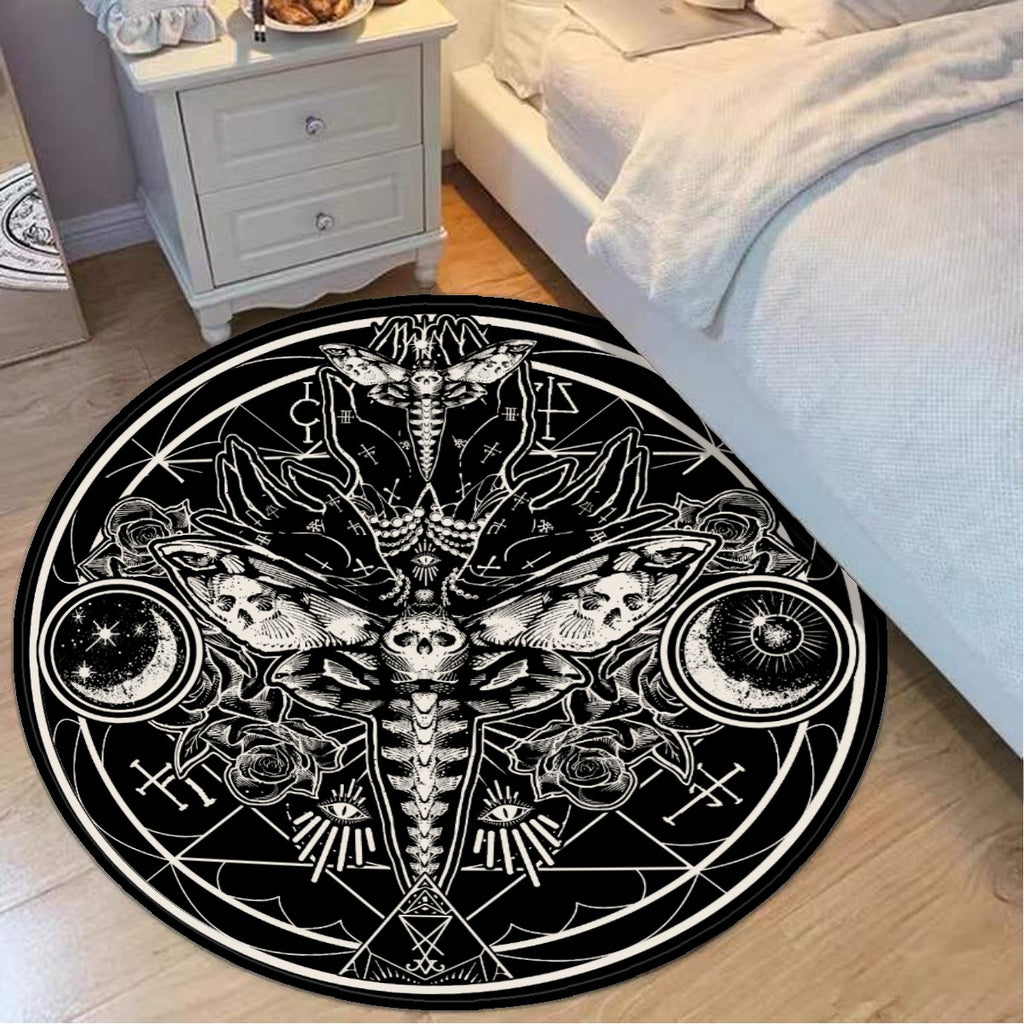 Skull Moth Secret Society Foldable Foldable round mat