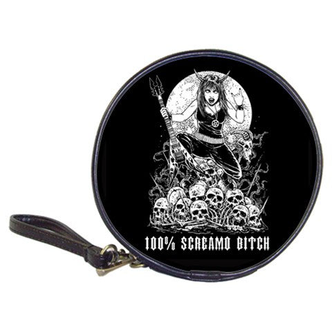 Skull Guitar Demon Metalchick Leather 20-CD Wallet