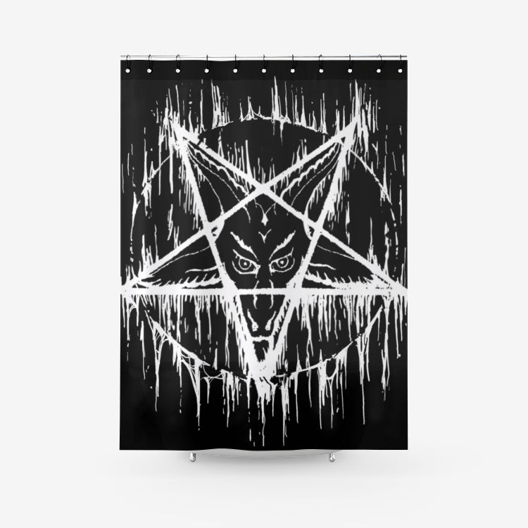 Satanic Pentagram Drip Large Print Textured Fabric Shower Curtain