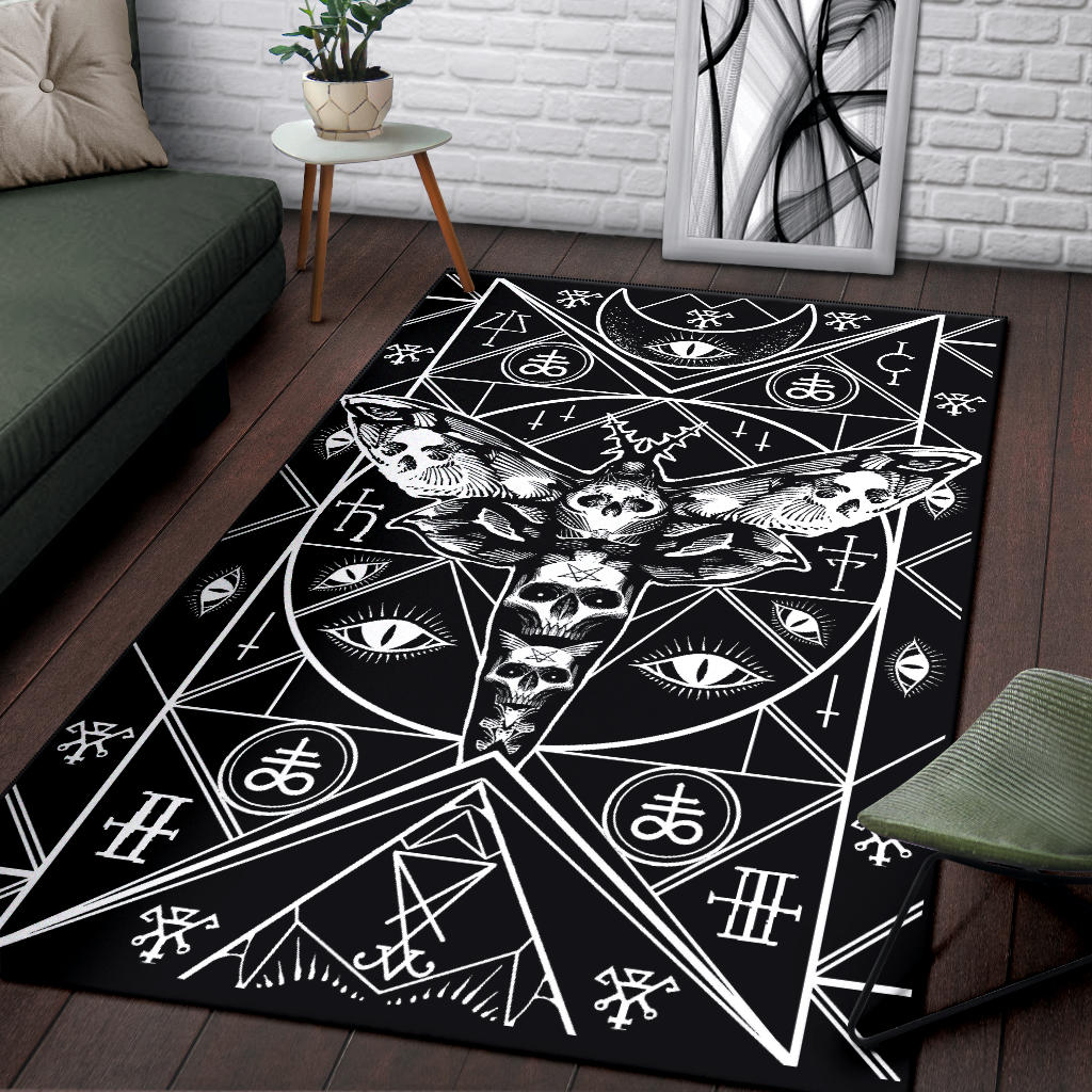 Skull Occult Moth Leviathan Bizarre Area Rug