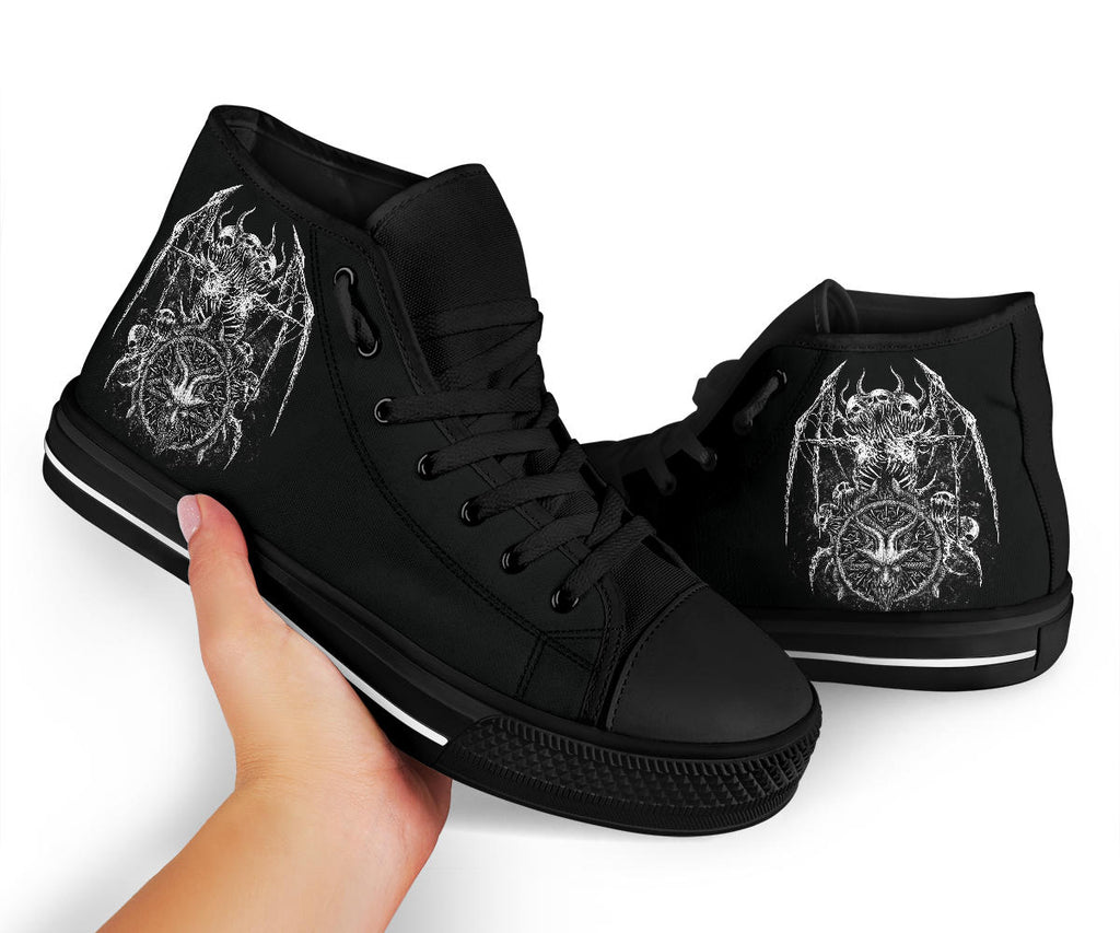 Skull Bat Wing Demon Satanic Goat Satanic Pentagram Serpent High Tops