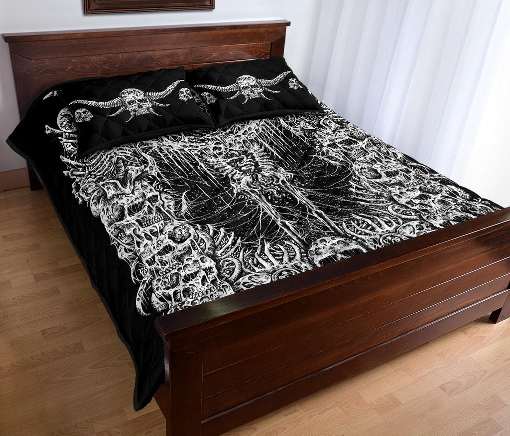 Skull Quilt Demon Horn 3 Piece Bed Set