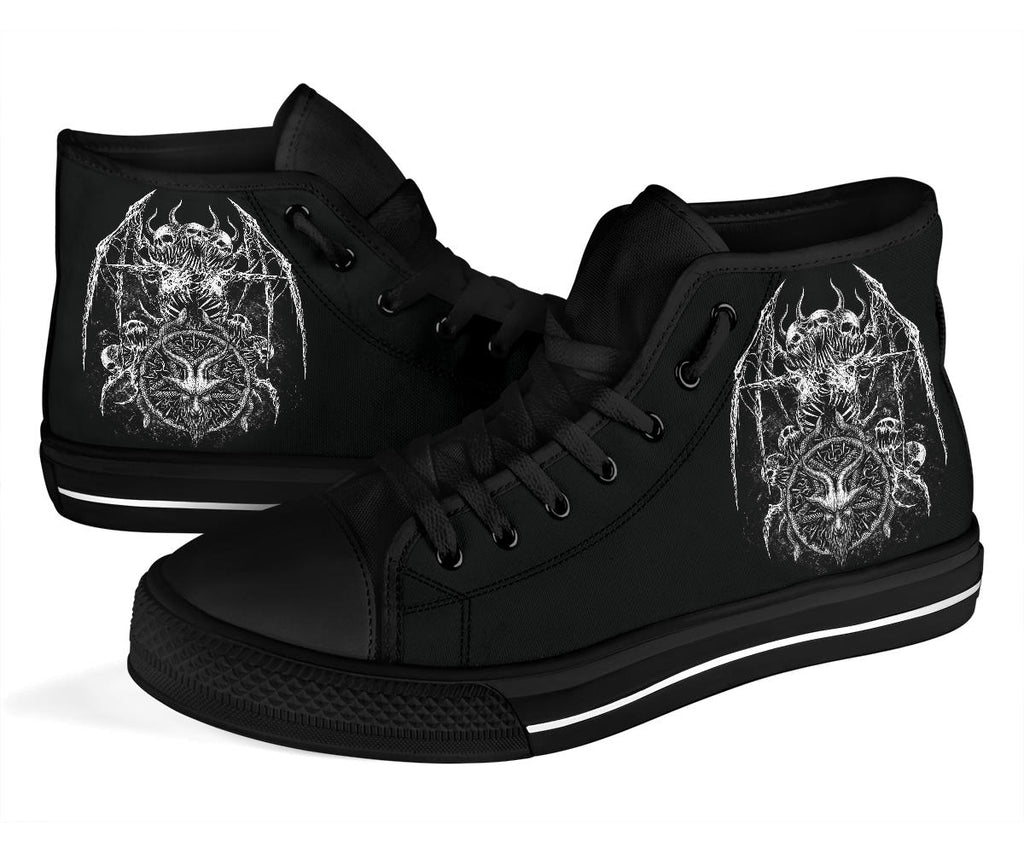 Skull Bat Wing Demon Satanic Goat Satanic Pentagram Serpent High Tops