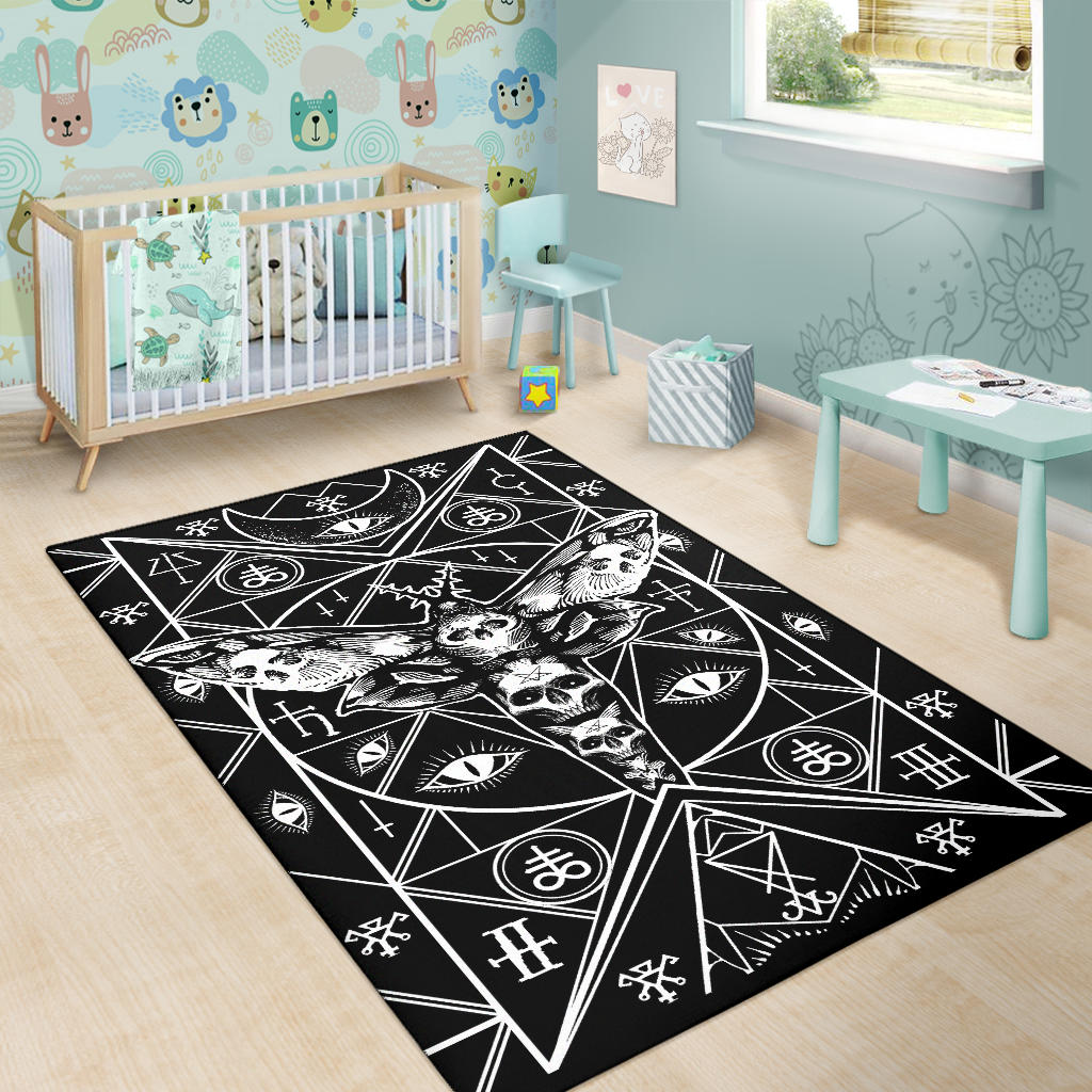 Skull Occult Moth Leviathan Bizarre Area Rug