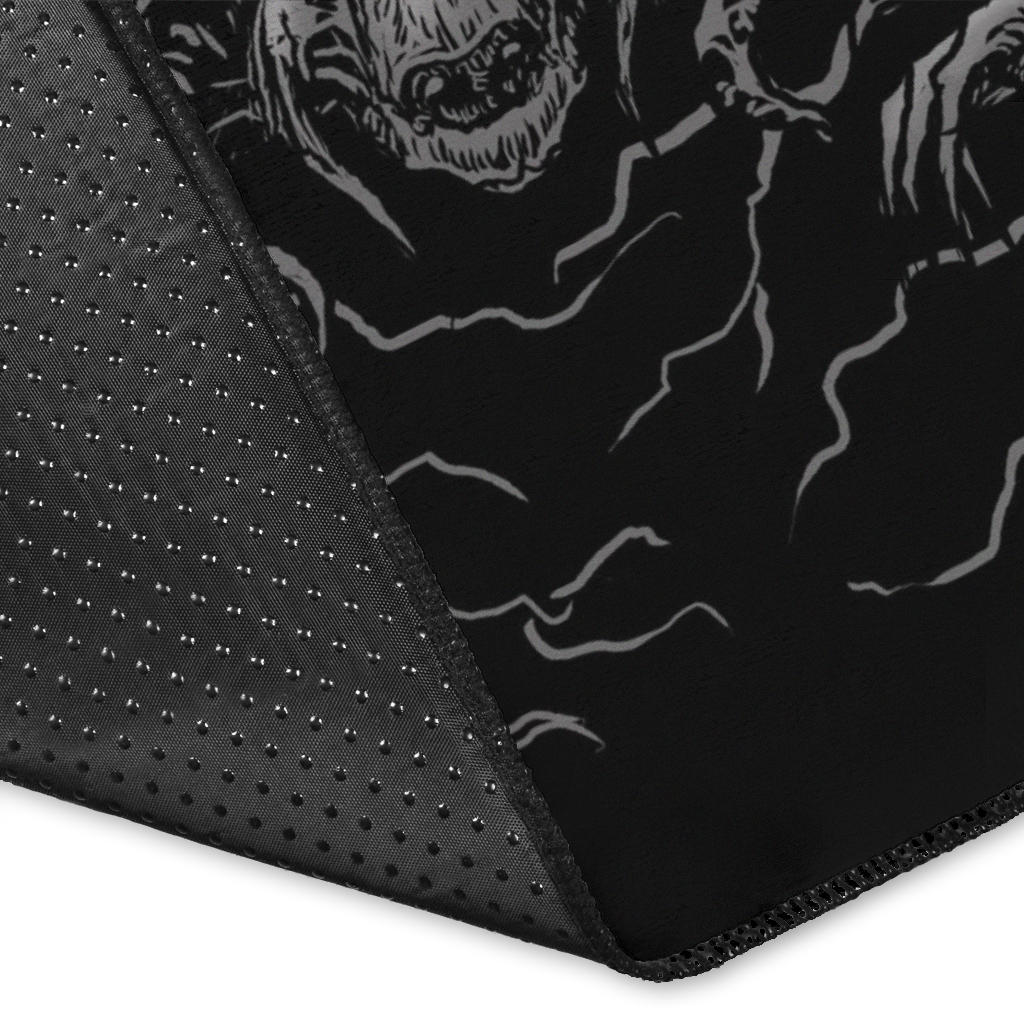 Skull Skeleton Satanic Goat Hooded Demon Area Rug Dark Version