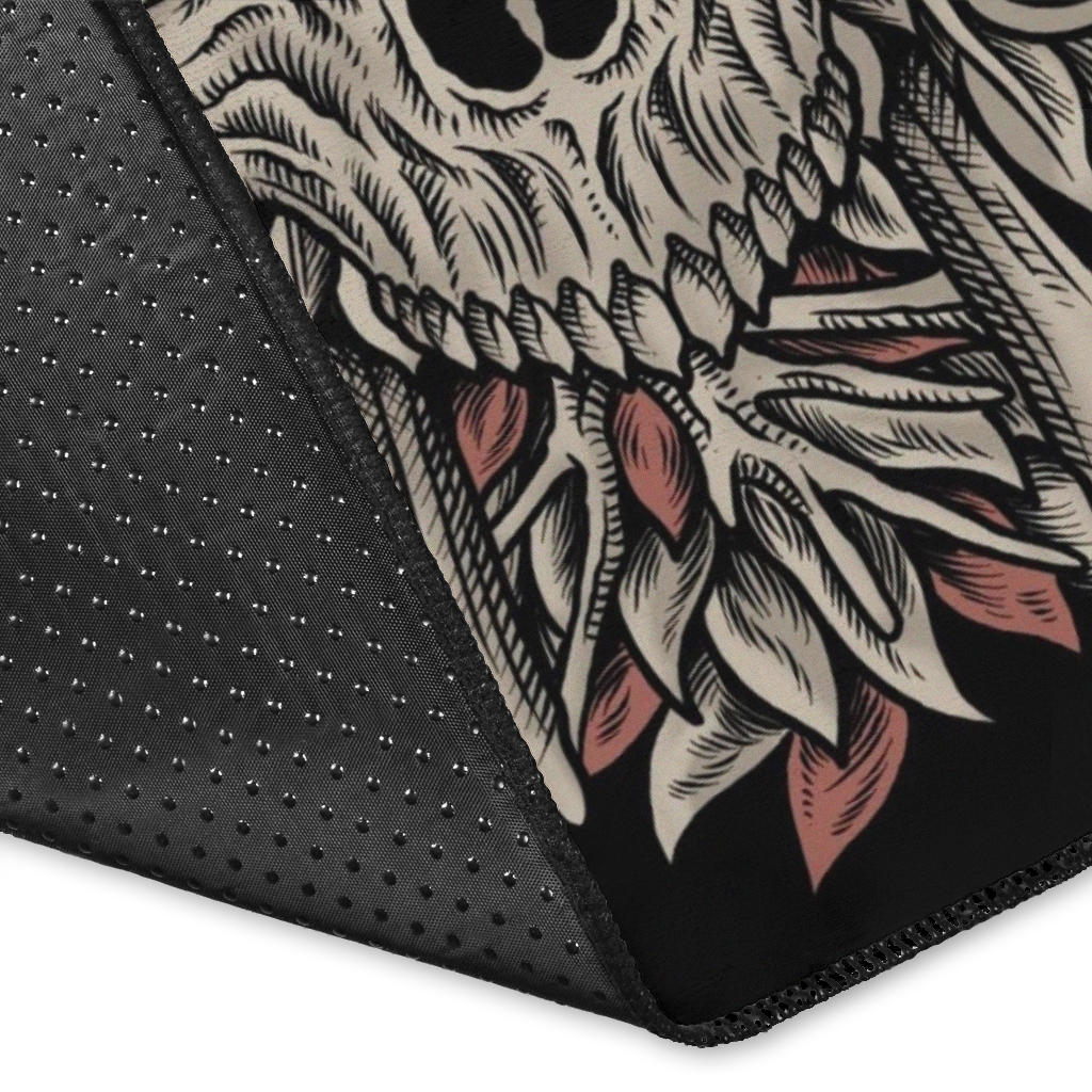 Skull Gothic Occult Crow Area Rug Color Version