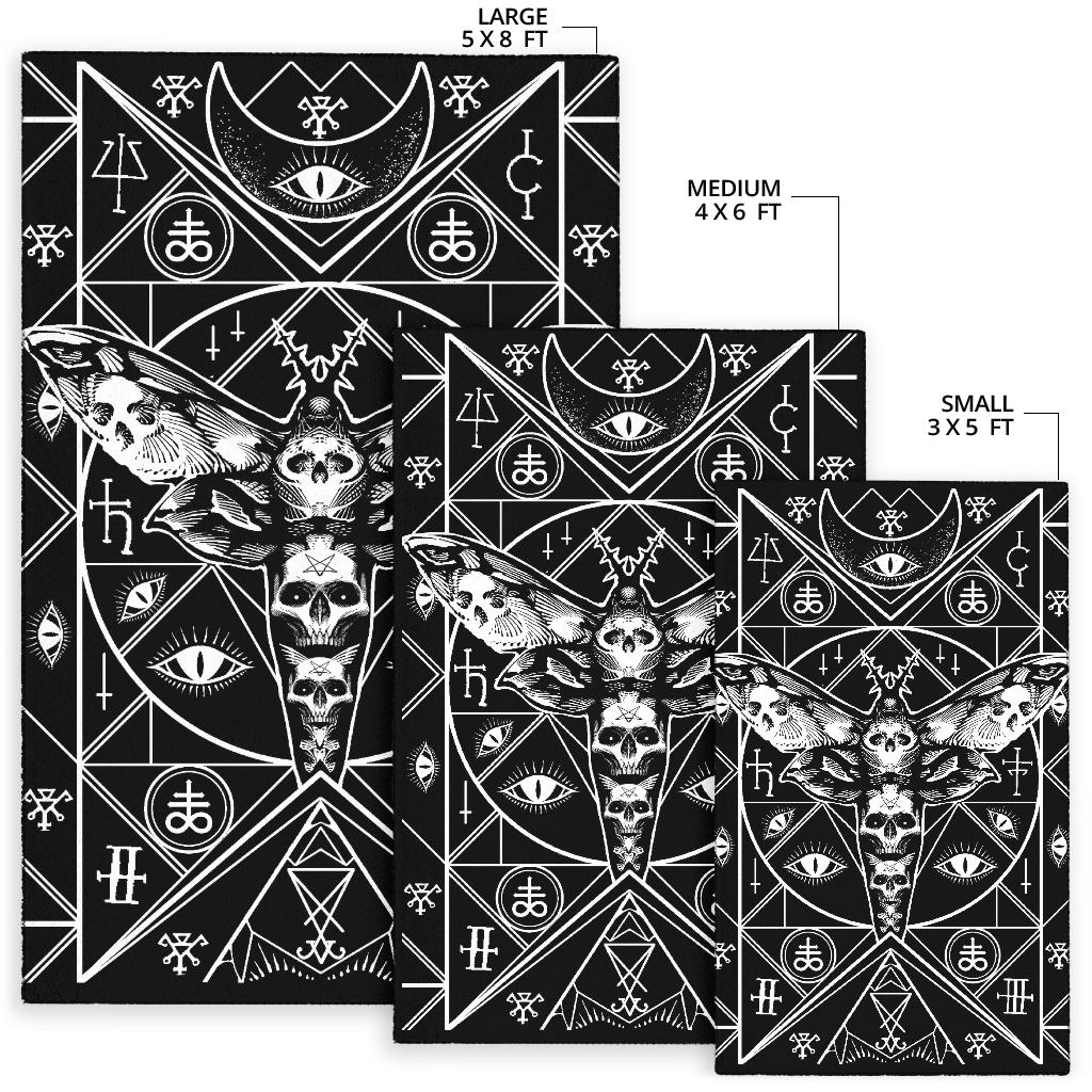 Skull Occult Moth Leviathan Bizarre Area Rug