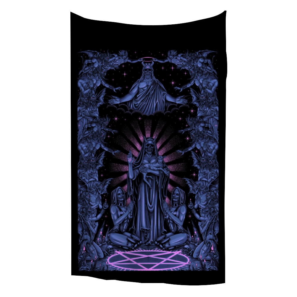 Satanic Pentagram Palm Demon Nun Demon Bombardment Tapestry