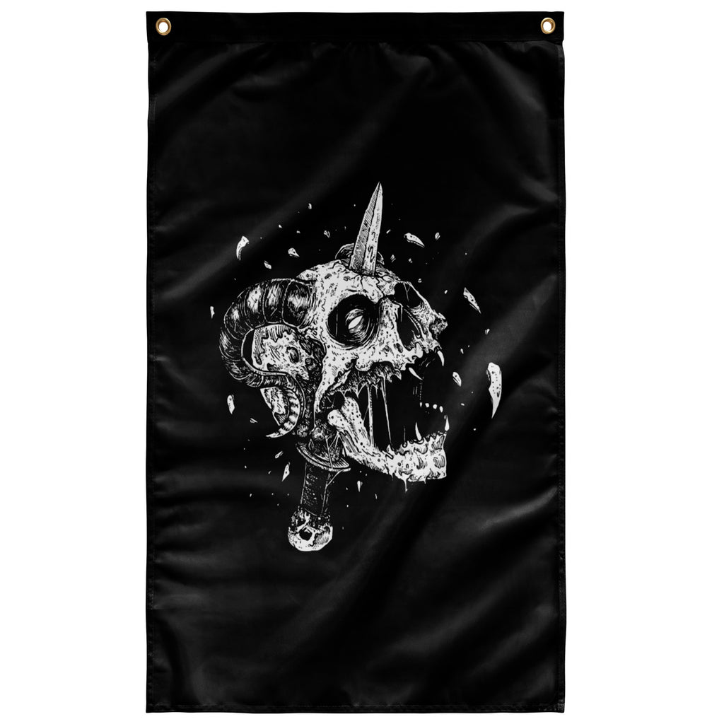 SKULL DEMON DAGGER WALL FLAG