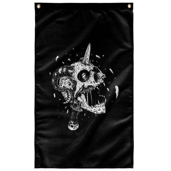 SKULL DEMON DAGGER WALL FLAG – blended extreme