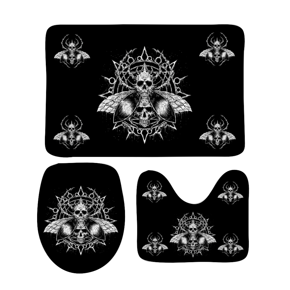 Skull Goth Fly Part 2 Coral Velvet 3 Piece Bath Set New