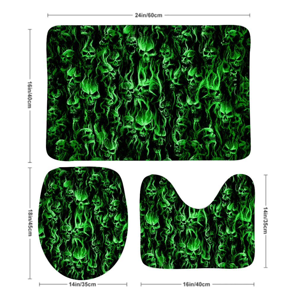 Green Smoke Skull Custom Coral Fleece Bath Mats