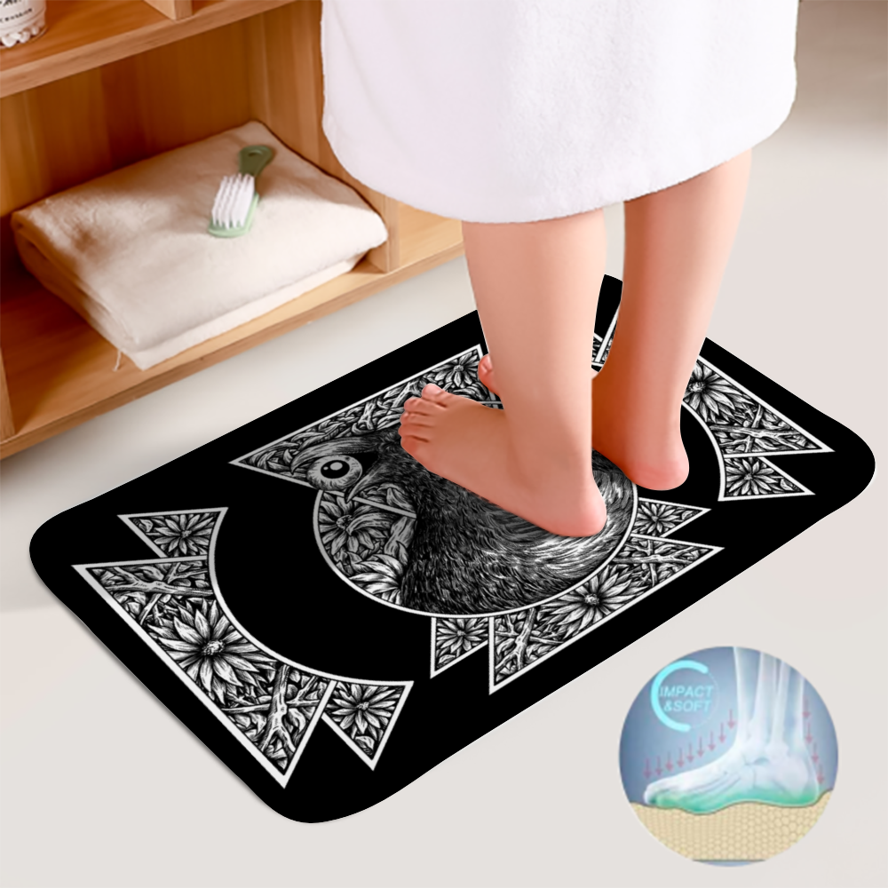 Goth Occult Black Crow Eye Coral Velvet 3 Piece Bathroom Set Black And White Version