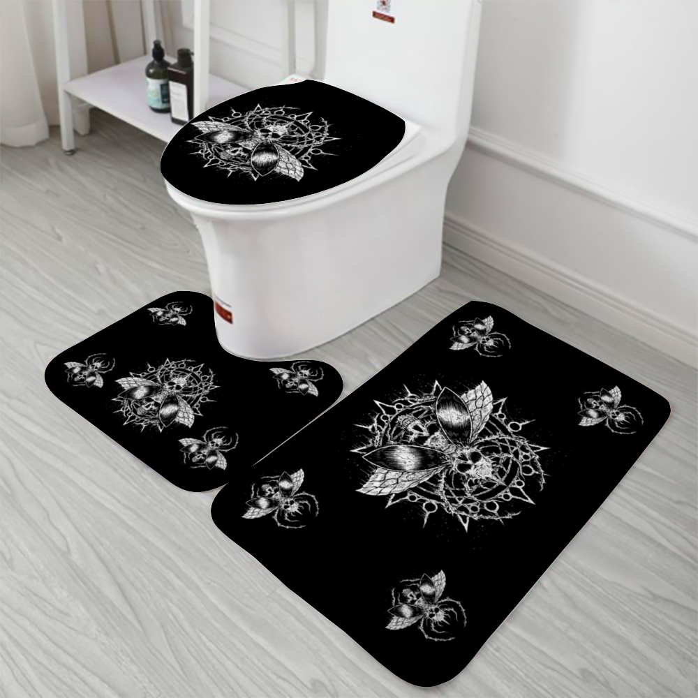 Skull Goth Fly Part 2 Coral Velvet 3 Piece Bath Set New