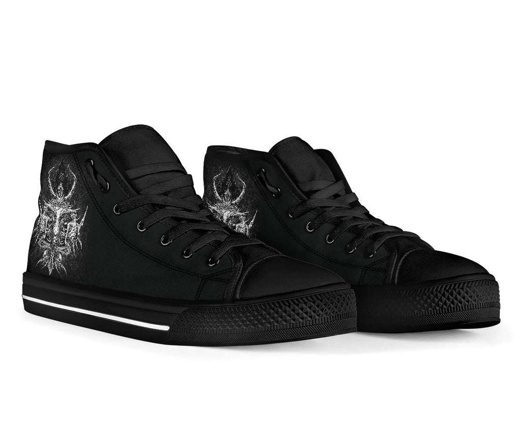 Skull Satanic Crowned Goat Inverted Cross Inverted Pentagram Night Church High Tops