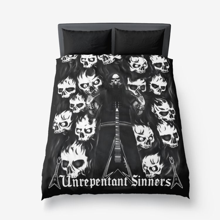 Skull Guitar Thrash Metal 3 Piece Microfiber Duvet Set