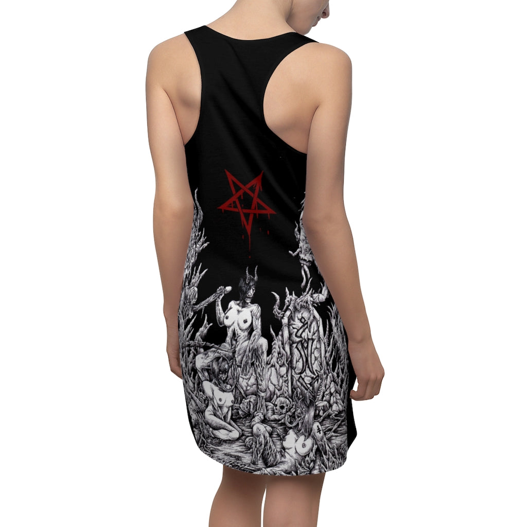 Skull Satanic Unholy Lust Cut And Sew Dress