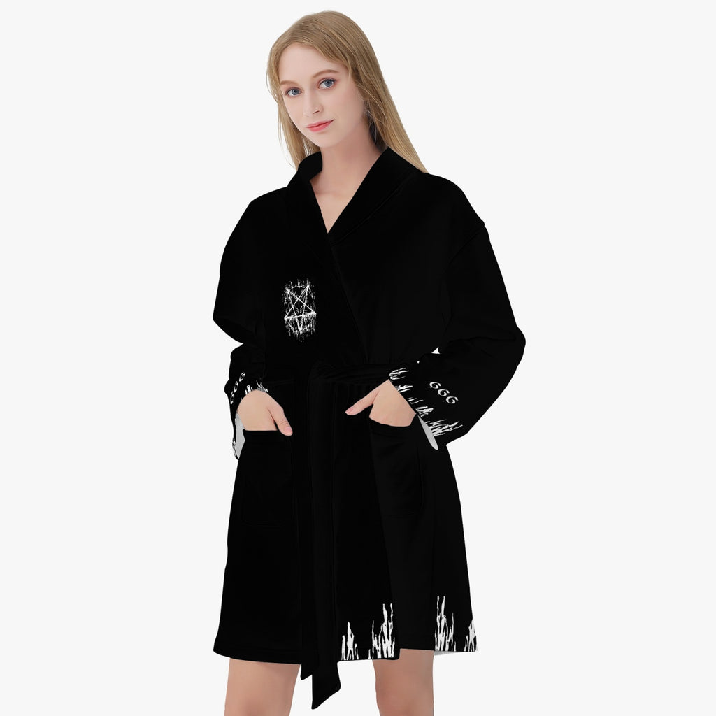 Satanic Melting Pentagram Drip 666 Women's Loose-fitting Bathrobe