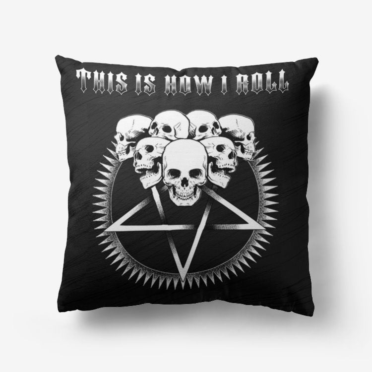 Silver Skull Pentagram This Is How I Roll Premium Hypoallergenic Throw Pillow