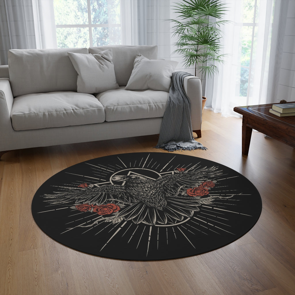 New! Goth Occult Crow Eye Part 2 Round Rug Ships From USA Different Texture Than Round Mat It's 100% Polyester chenille