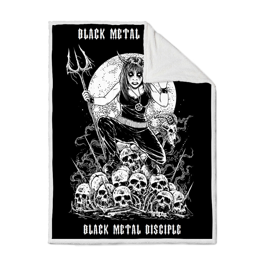 Skull Inverted Pentagram Black Metal Breed Devil Woman This Affordable Blanket Covers A Full Size Bed