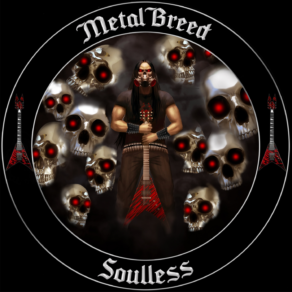 Soulless Chrome Skull Red Eye Dark Clouds Black Leather Black Link Black Metal Mesh
