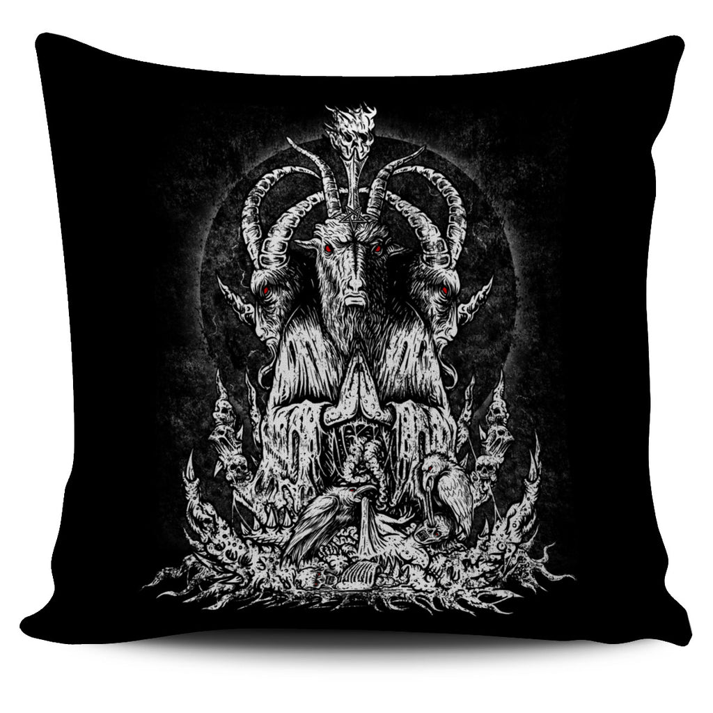 Skull Satanic Goat Zombie Crow Feast Pillow Cover