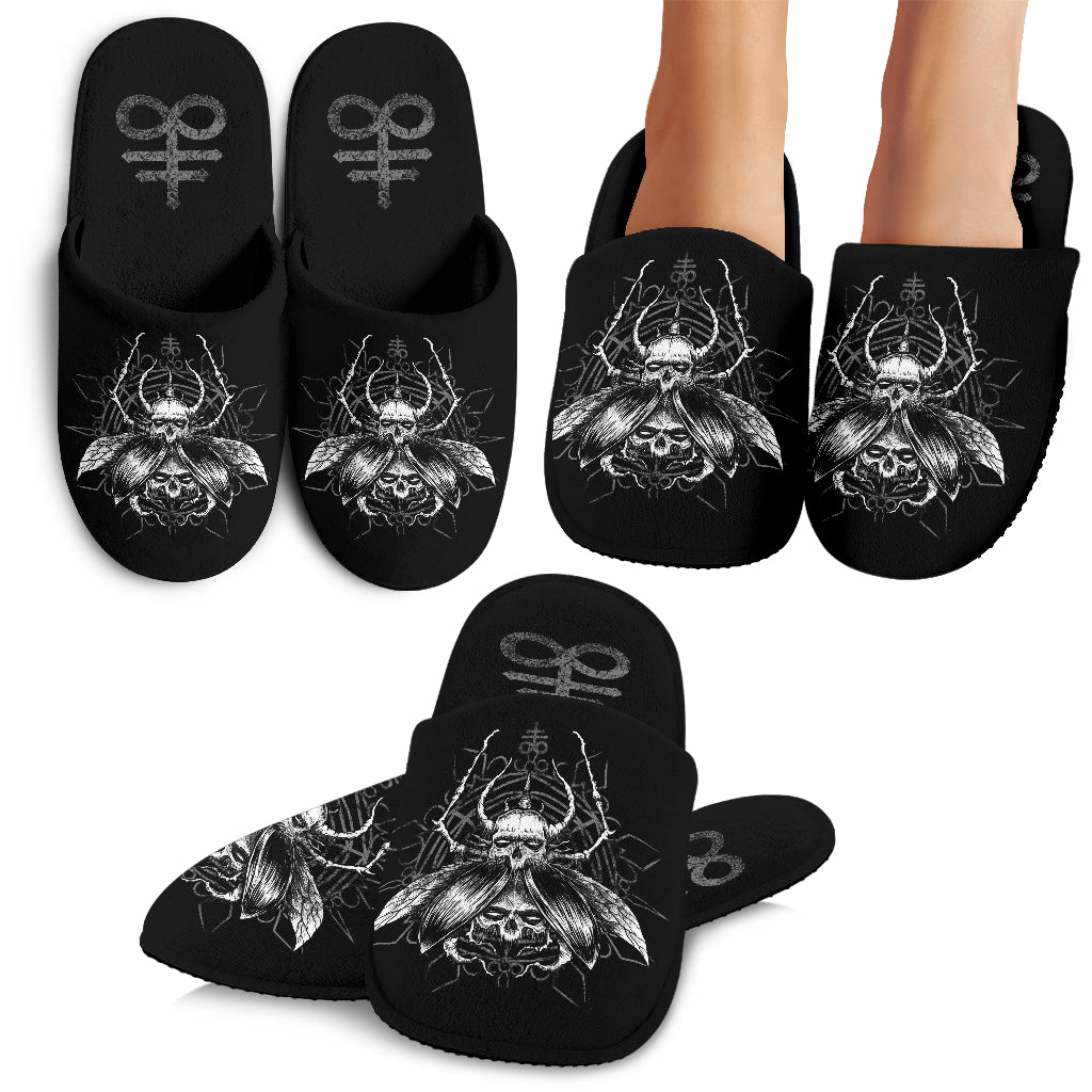 Skull Gothic Satanic Fly Cozy House Slippers The Perfect Gift!