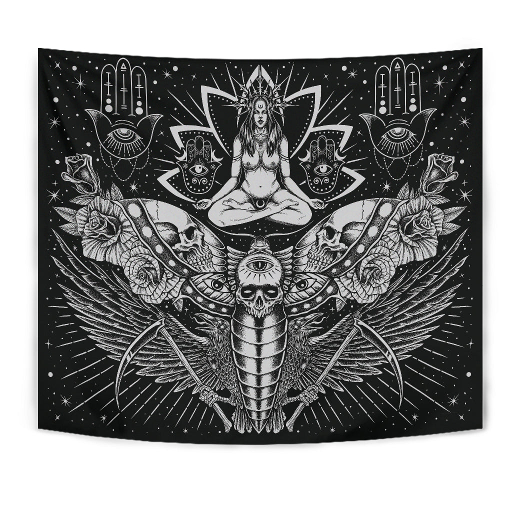Skull Occult Cyclops Moth Crow Sword Large Wall Decoration Tapestry