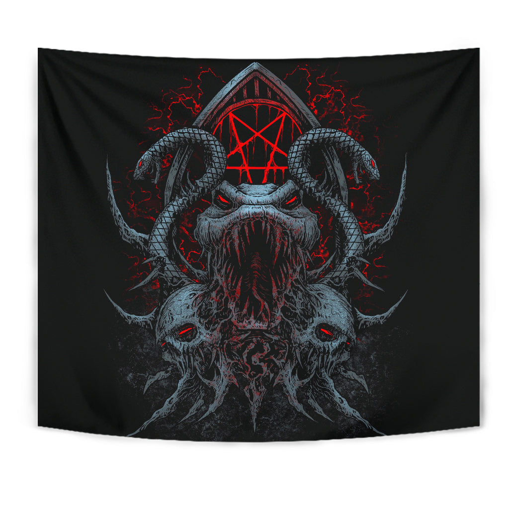 Skull Satanic Pentagram Serpent Shrine Color Version Large Wall Decoration Tapestry Special Promo Price