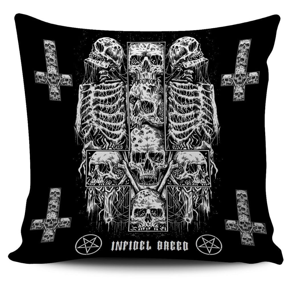 Satanic Skull Inverted Cross Inverted Pentagram Infidel Breed Pillow Cover