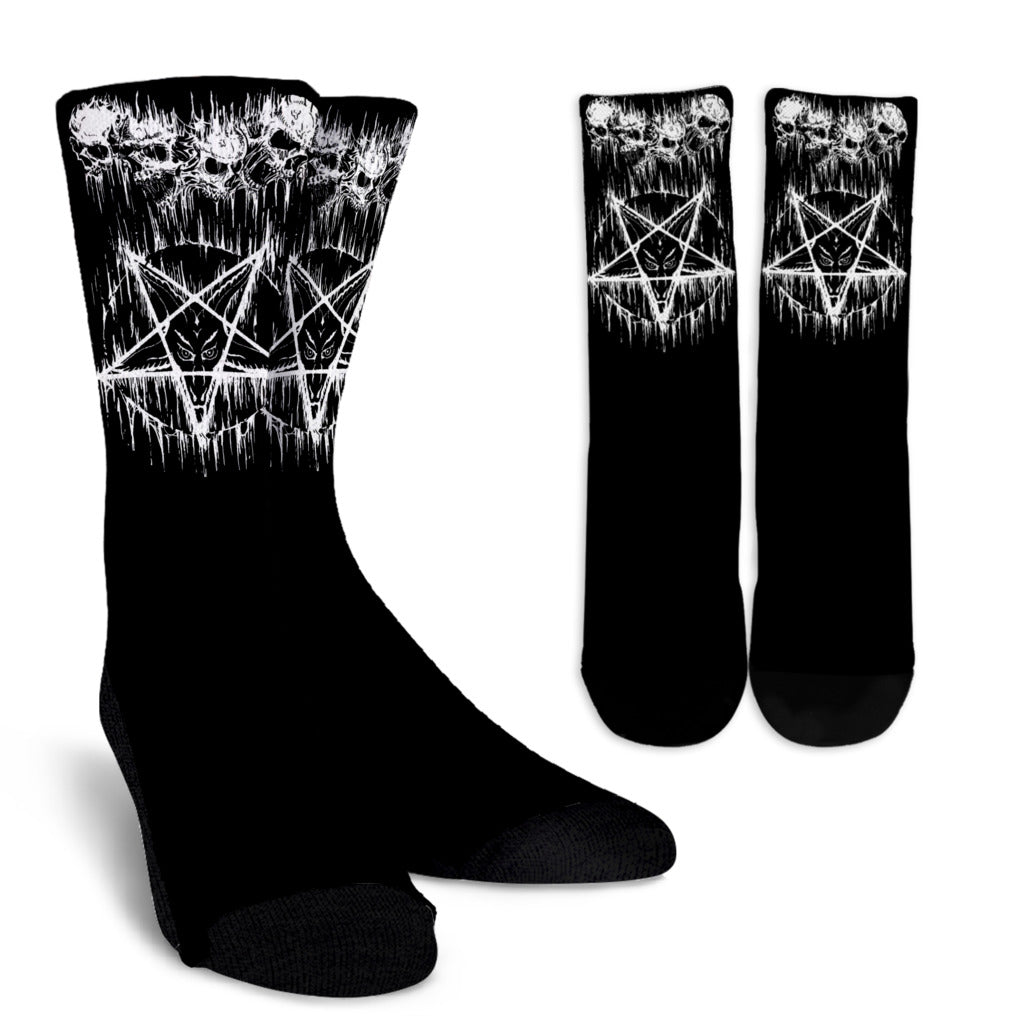 Skull Satanic Pentagram Drip Socks