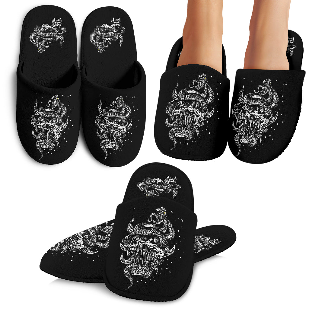 Skull Demon Glowing Eye  Serpent Cozy House Slippers