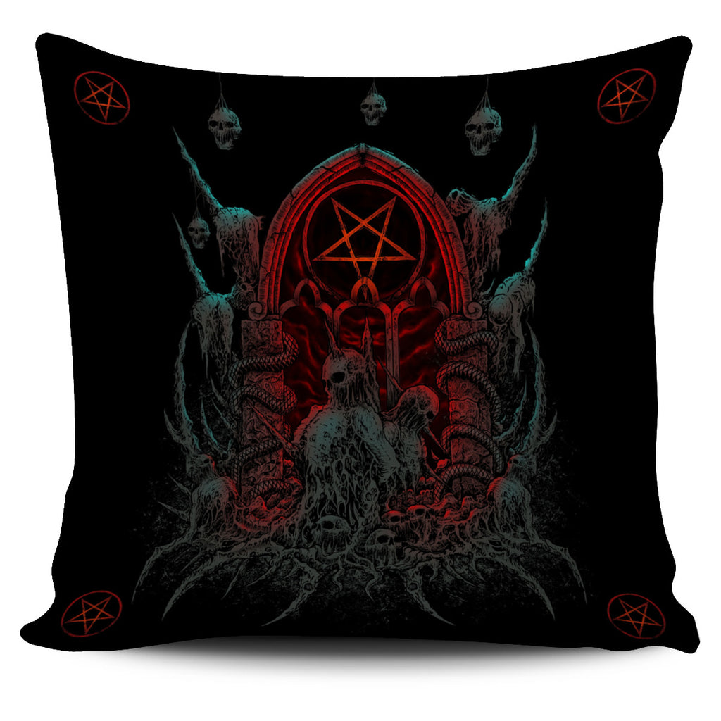 Skull Inverted Flame Pentagram Shrine Pillow Cover