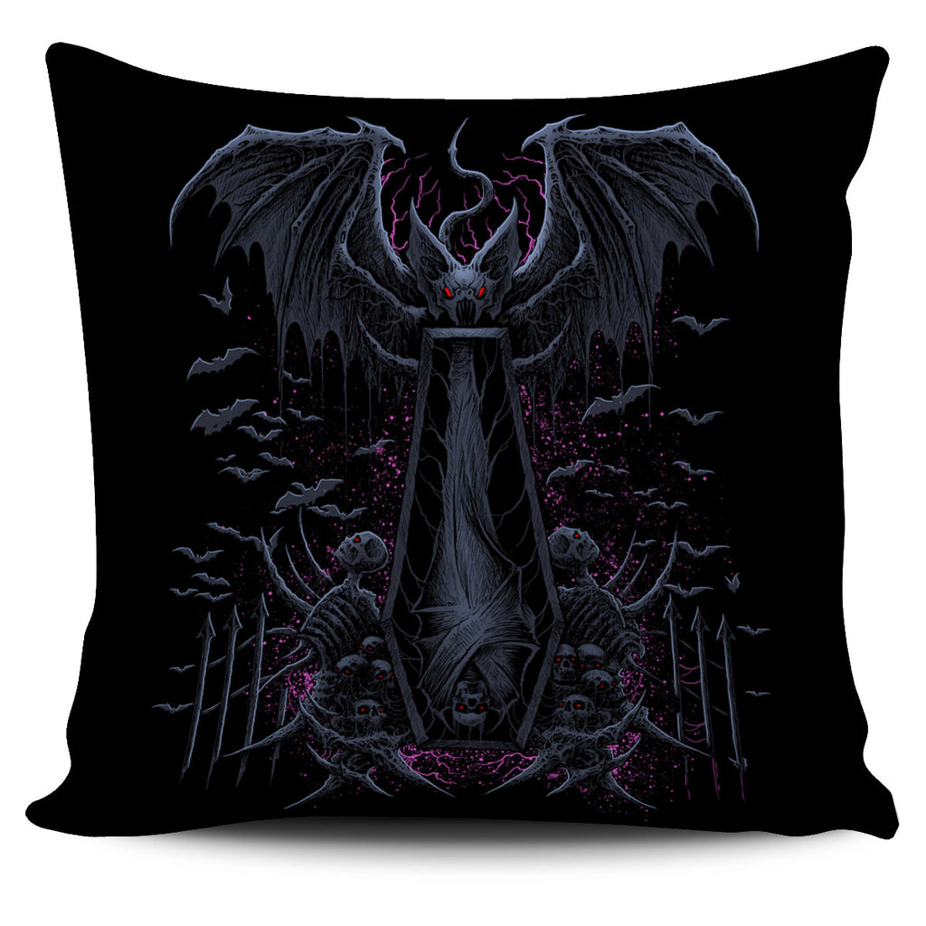 Skull Batwing Skeleton Coffin Shroud Pillow Cover Awesome Blue Pink
