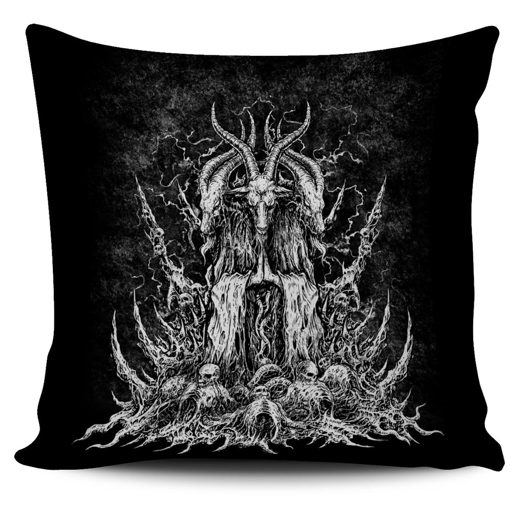 Skull Satanic Goat Pillow Cover Black And White Version