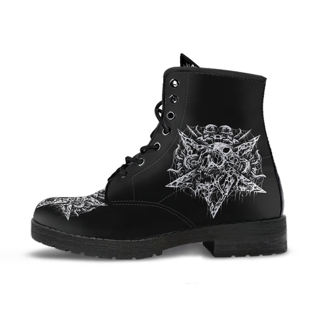 Skull Satanic Pentagram Handcrafted Leather Boots