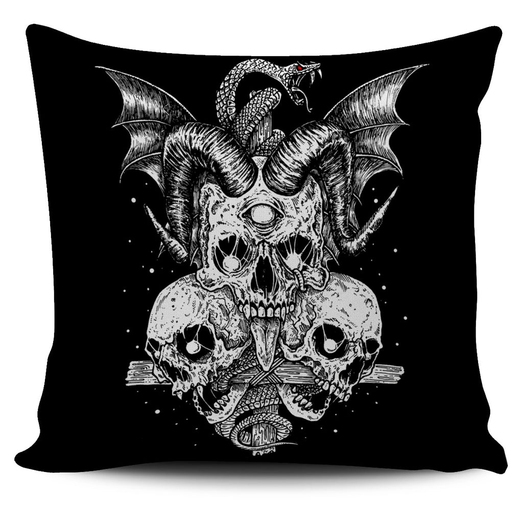 Skull Demon Serpent Pillow Cover