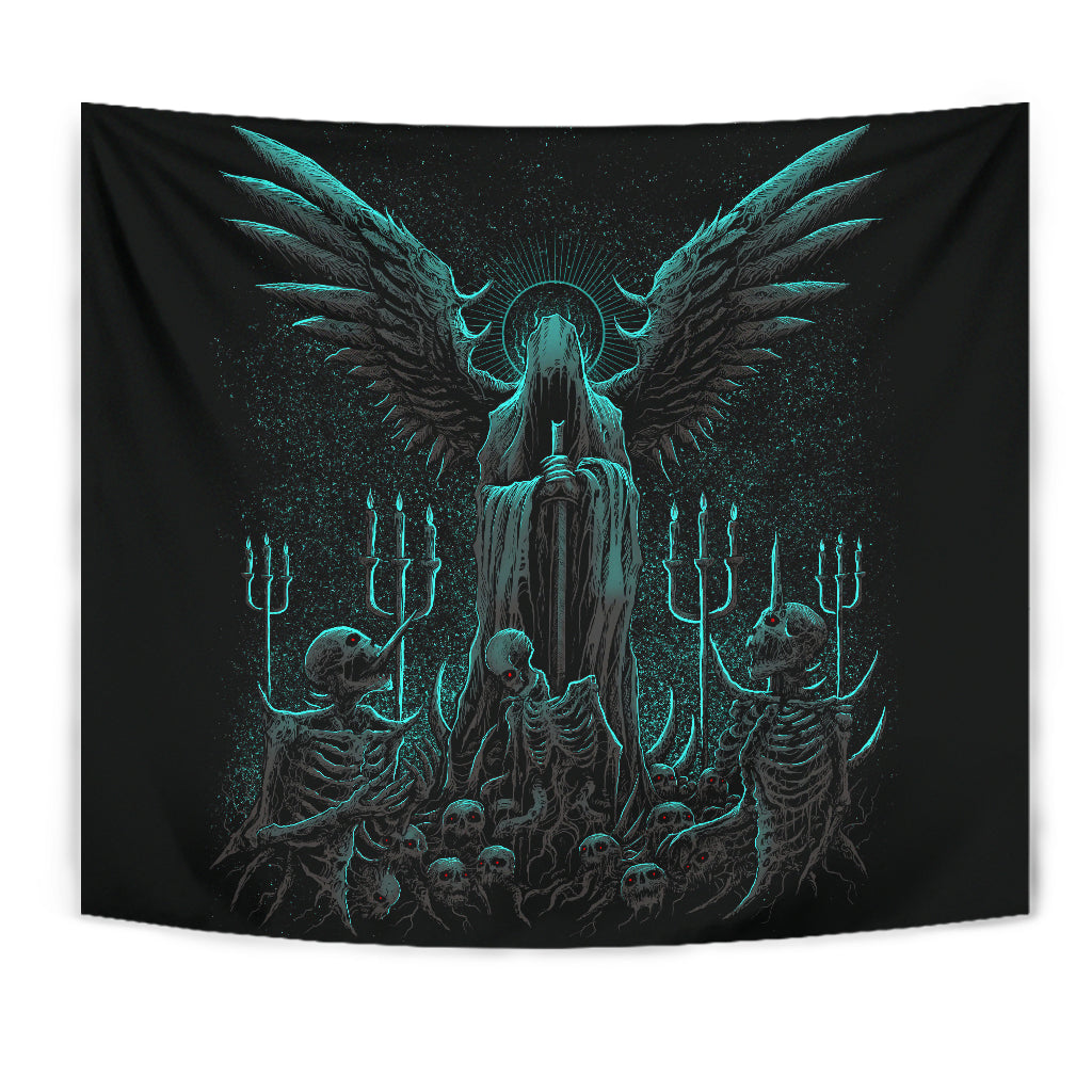 Skull Skeleton Gothic Hooded Wing Demon Sword Large Wall Decoration Tapestry Awesome New Color