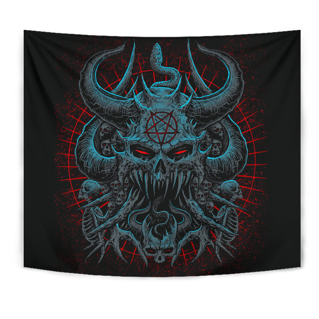 Skull Satanic Pentagram Evil As Hell Demon Serpent Large Wall Decoration Tapestry