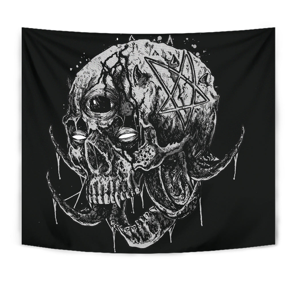 Skull Zombie Cyclops Satanic Pentagram Large Wall Decoration Tapestry