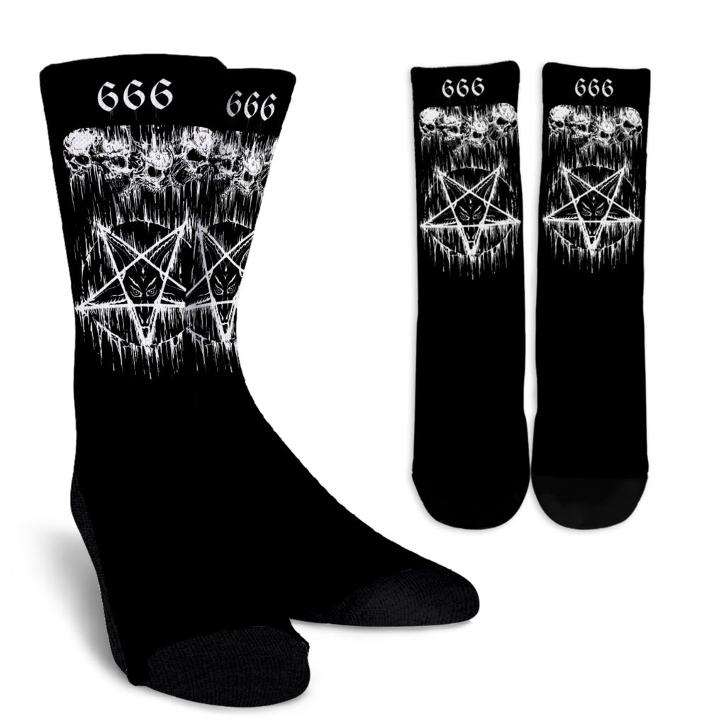 Skull Satanic Pentagram Drip 666 Socks
