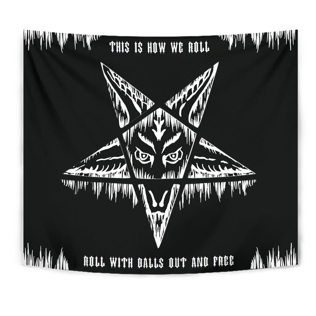 Satanic Pentagram Drip How We Roll Large Wall Tapestry