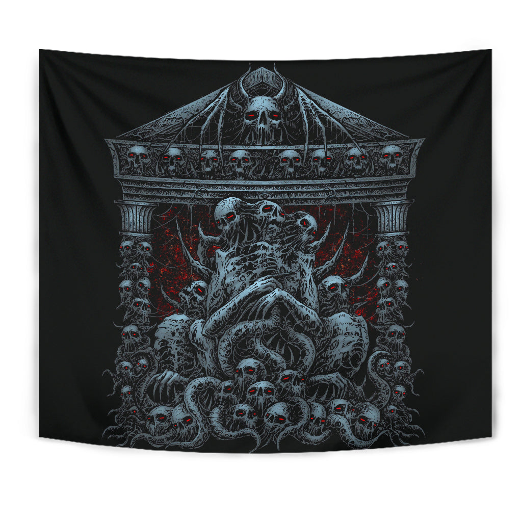 Skull Skeleton Bat Skull Death Shrine Large Wall Decoration Tapestry Color Version